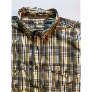 Carhartt Force Shirt Men’s XL Relaxed Fit Button Up Plaid Fishing Work Short